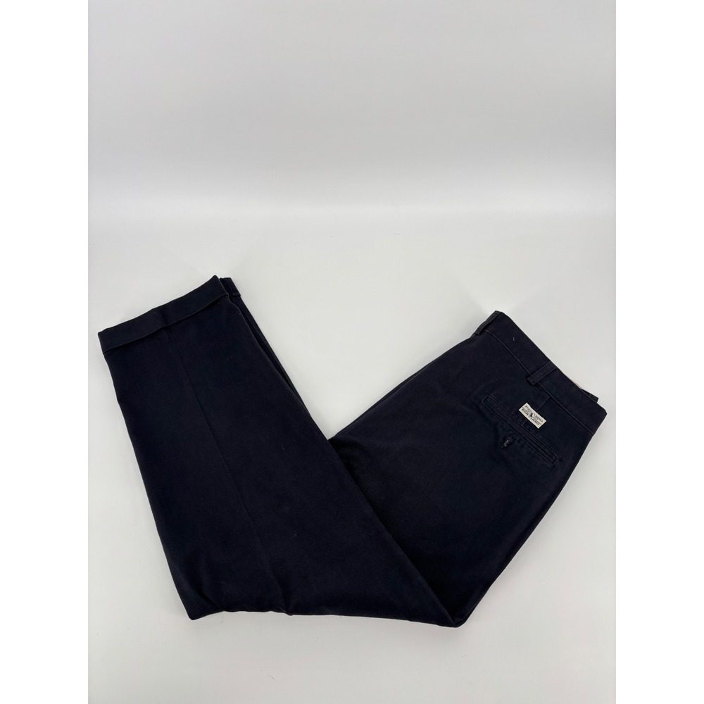 Polo Ralph Lauren Andrew Pant Mens 36x29 Navy Blue Pleated Cuffed Chino Trousers